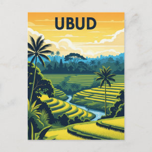 Carte Postale Vintage Ubud Bali Indonésie Voyage