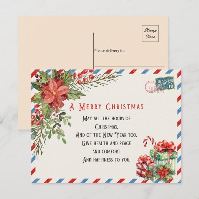 Carte Postale Vintage un joyeux Noël (Devant / Derrière)