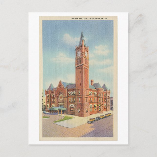 Carte Postale Vintage Union Station, Indianapolis, Indiana (Devant)