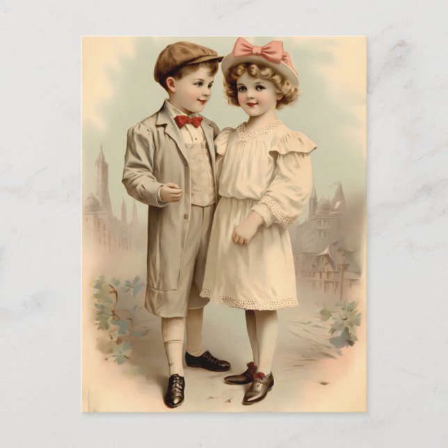 Carte Postale Vintage Valentine Children Postcard  (Devant)