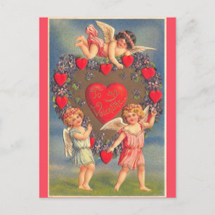 Carte Postale Vintage Valentines Jour Cute Cherubs