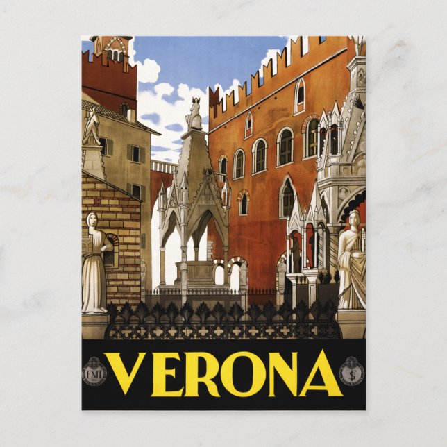 Carte Postale Vintage Vérone Italie Architecture Travel (Devant)