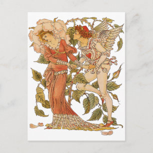 Carte Postale Vintage Victorian Art, rose par Walter Crane