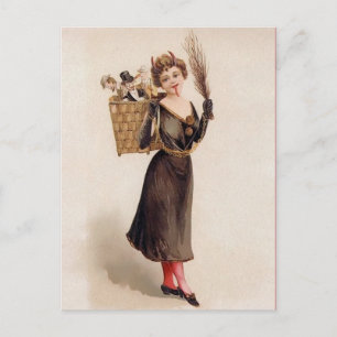 Carte postale vintage Victorian Femme Krampus