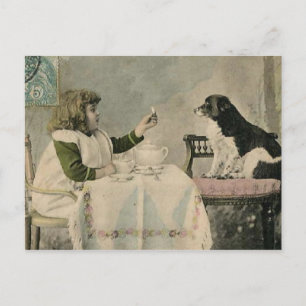 Carte postale vintage Victorian Girl Tea Party