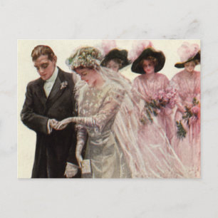 Carte Postale Vintage Victorian Wedding Ceremony Bride and Groom