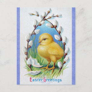 Carte Postale Vintage Victorien de Pâques Salutations Cute Chick