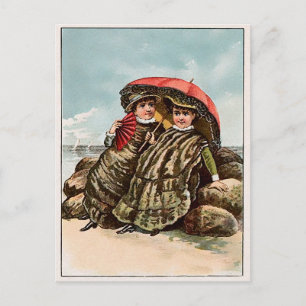 Carte postale vintage victorienne d'huîtres sur la
