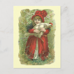 Carte Postale VINTAGE VICTORIENNE Fille Rouge Cloak & capot POST