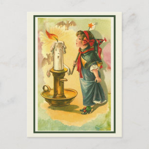 Carte Postale Vintage Victorienne Halloween fille dans une robe 