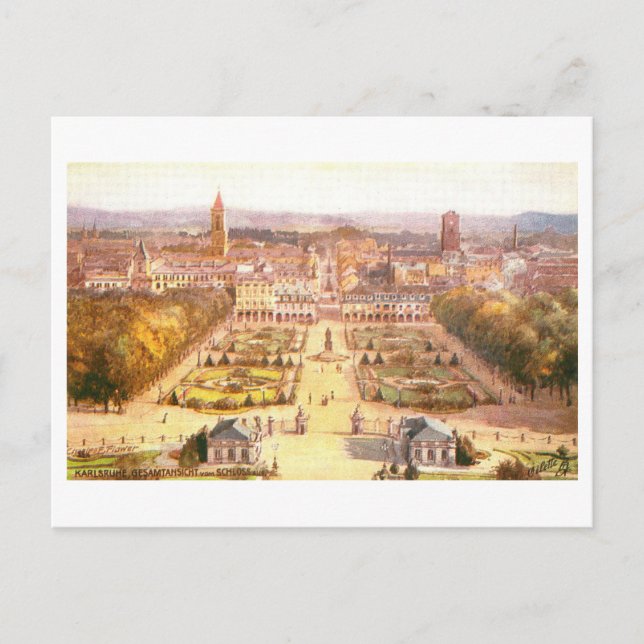 Carte Postale Vintage View from the Castle, Karlsruhe, Germany (Devant)