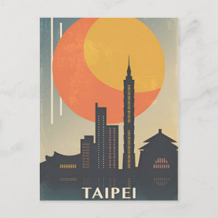 Carte Postale Vintage ville de voyage New Taipei City Taiwan rét