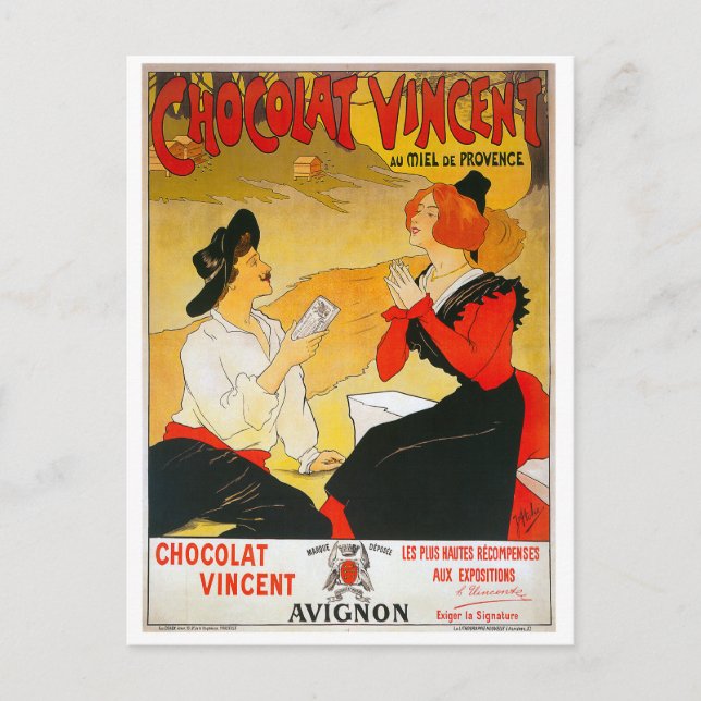 Carte Postale Vintage Vincent au chocolat (Devant)