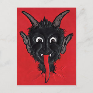 Carte Postale Vintage visage de diable noir