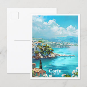 Carte Postale Vintage voyage artistique de Corfou Grèce
