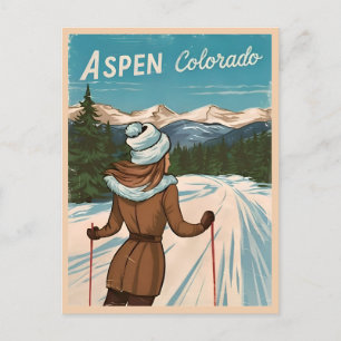Carte Postale Vintage voyage Aspen Colorado Retro Graphisme