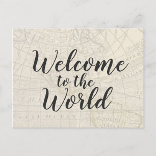 Carte Postale Vintage voyage Baby shower à thème Invitation