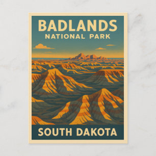 Carte Postale Vintage voyage Badlands National Park Dakota du Su