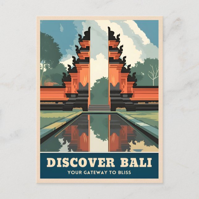 Carte Postale Vintage voyage Bali Indonésie Temple Gate Retro (Devant)