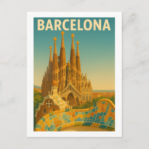Carte postale Vintage voyage Barcelone Espagne