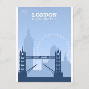 Carte postale Vintage voyage bleu Londres