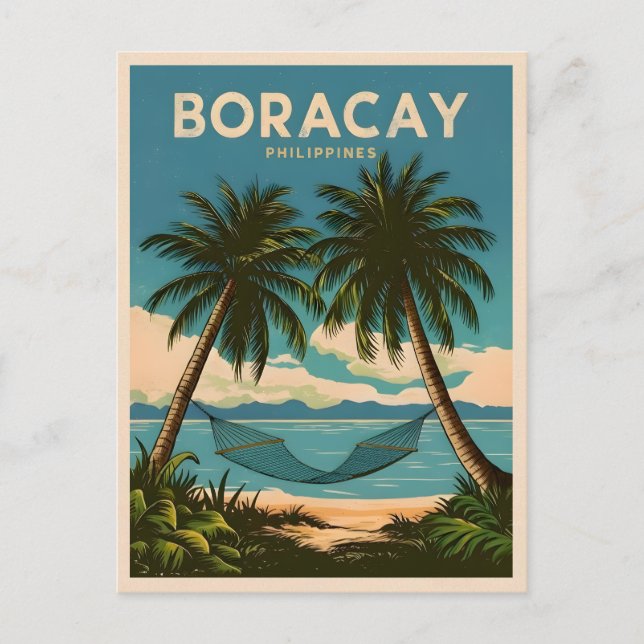 Carte Postale Vintage voyage Boracay Philippines Pittoresque rét (Devant)