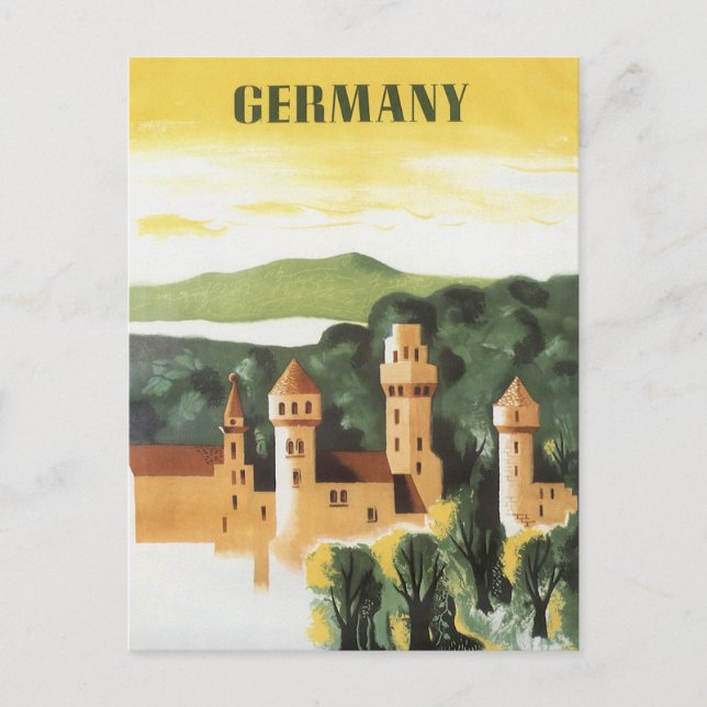 Carte Postale Vintage voyage, Château allemand, Bavière Allemagn (Devant)