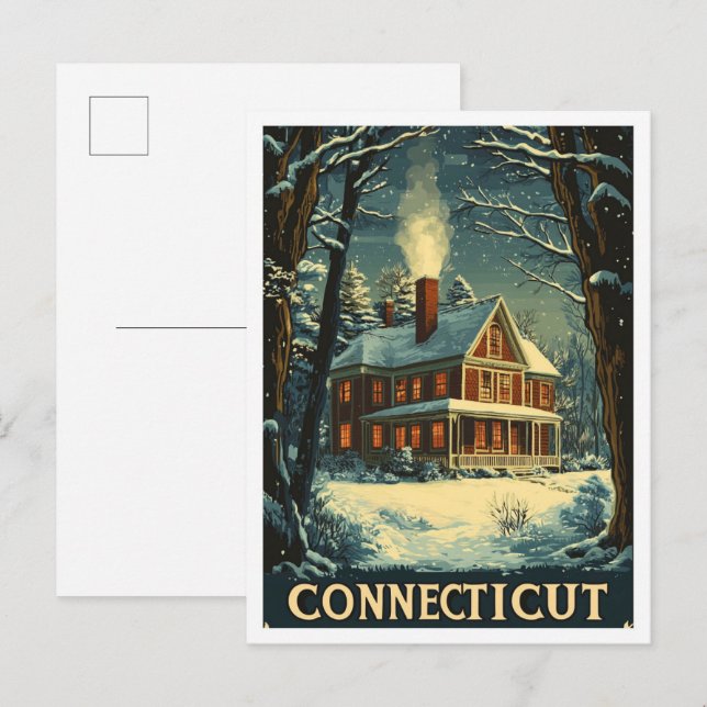 Carte Postale Vintage voyage Connecticut USA (Devant / Derrière)