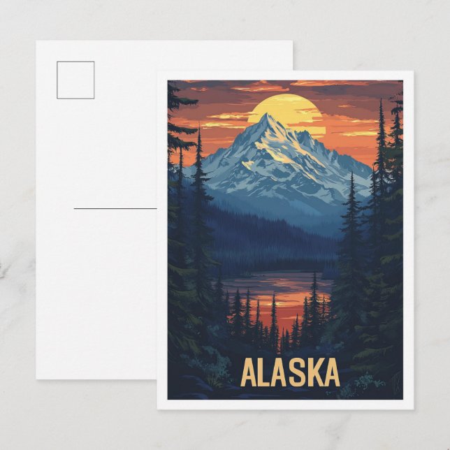 Carte Postale Vintage voyage d'art Alaska USA (Devant / Derrière)