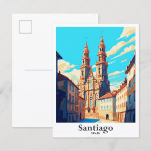 Carte Postale Vintage voyage d'art Santiago Espagne