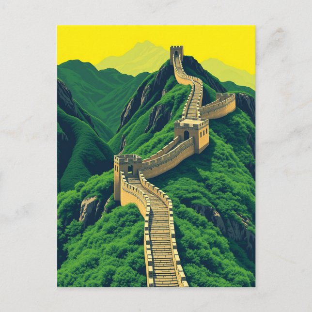 Carte Postale Vintage voyage de la Grande Muraille de Chine (Devant)