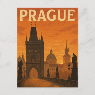 Carte Postale Vintage voyage de la République tchèque de Prague