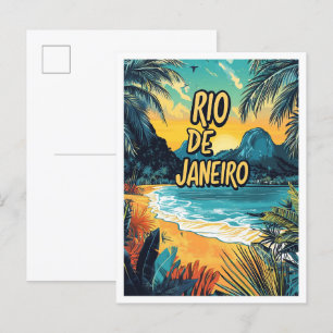 Carte Postale Vintage voyage de Rio de Janeiro Brésil