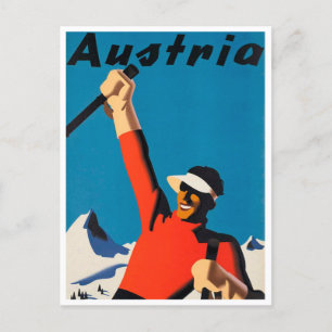 Carte postale Vintage voyage de ski Australie