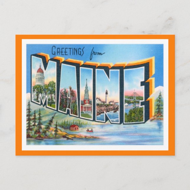 Carte Postale Vintage voyage du Maine (Devant)