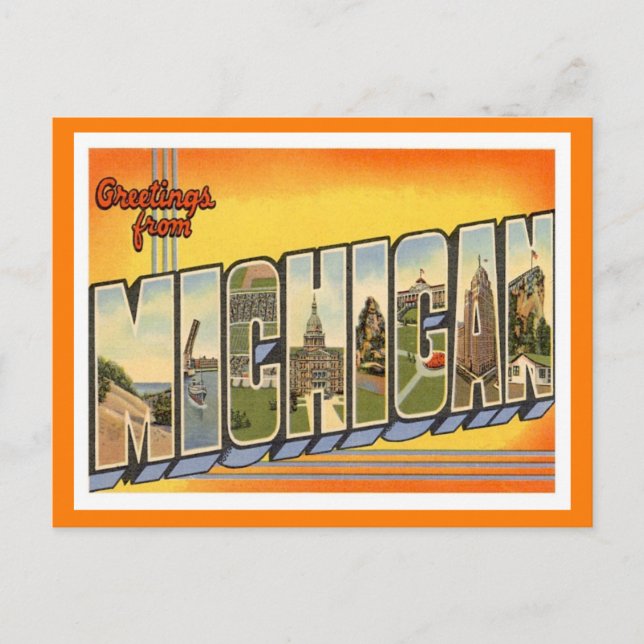 Carte Postale Vintage voyage du Michigan (Devant)