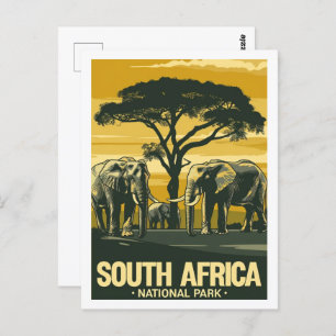 Carte Postale Vintage voyage du Parc National d'Afrique du Sud