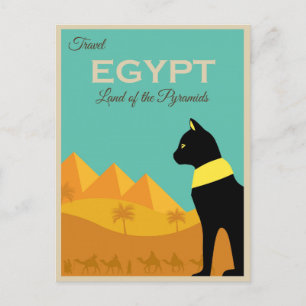 Carte Postale Vintage voyage Égypte Pyramides rétro chat