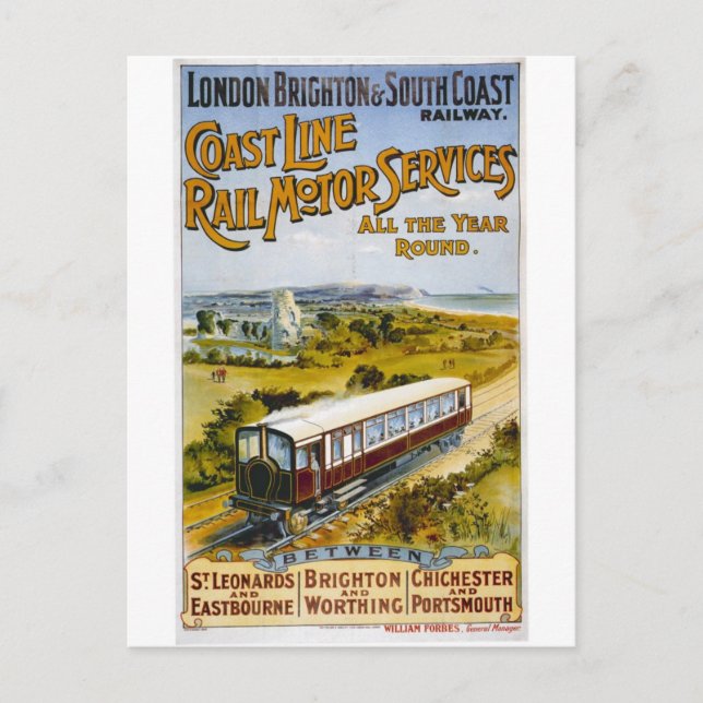 Carte postale Vintage voyage ferroviaire Angleterr (Devant)