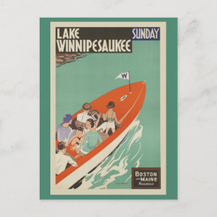 Carte Postale Vintage voyage ferroviaire du lac Winnipesaukee NH