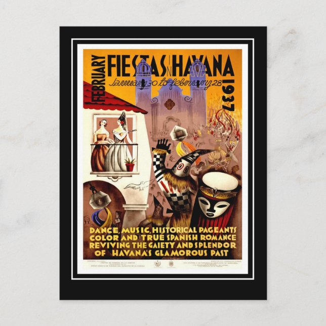 Carte postale Vintage voyage Fiesta Havana (Devant)