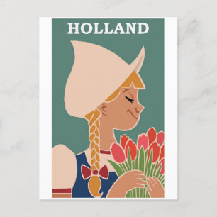 Carte postale Vintage voyage Fleur Holland Pays-Ba
