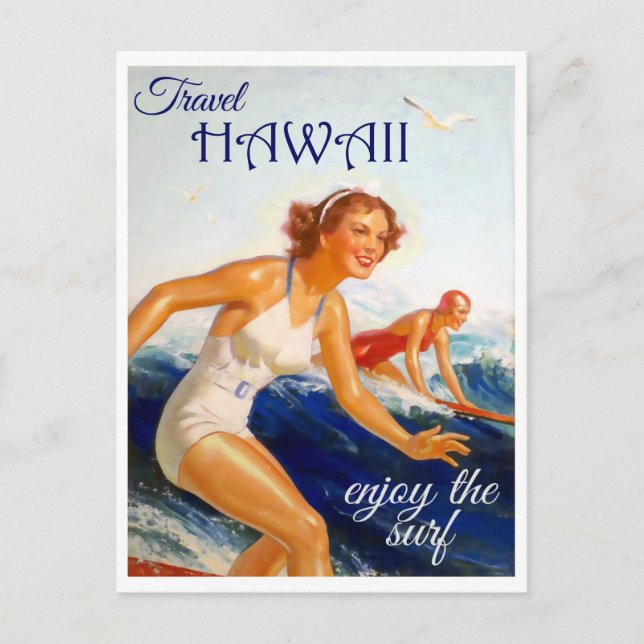 Carte Postale Vintage voyage Hawaii Surf (Devant)