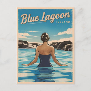 Carte Postale Vintage voyage Islande Blue Lagoon Retro Pittoresq