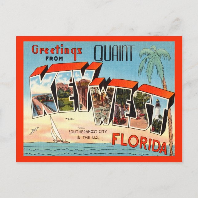 Carte Postale Vintage voyage Key West Florida (Devant)