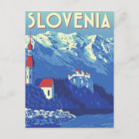 Vintage voyage Lake Bled Slovénie art rétro