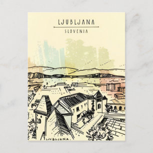 Carte Postale Vintage voyage Ljubljana Slovénie retro