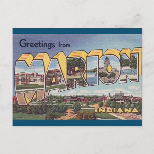 Carte postale Vintage voyage Marion Indiana (Devant)