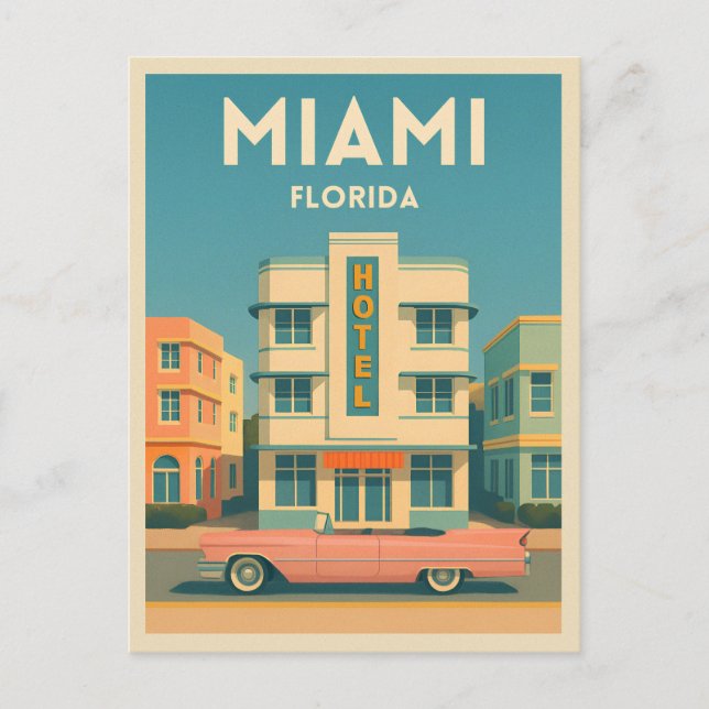 Carte Postale Vintage voyage Miami Art Deco District Floride (Devant)