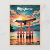 Vintage voyage Miyajima Island Japon Retro Sunset
